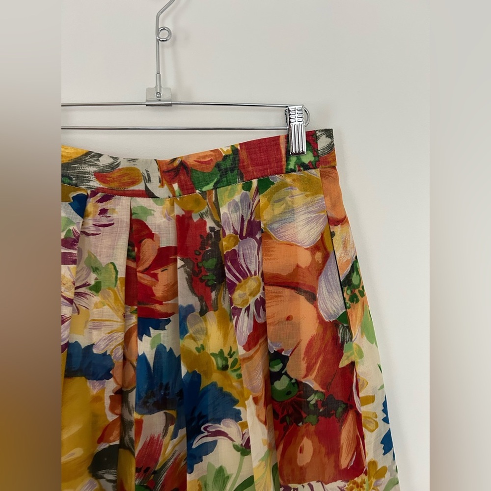 Vintage GEIGER Austrian Fine New Wool Colorful floral Pleated Skirt - Picture 11 of 11